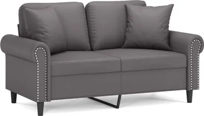 Produktbild von vidaXL 2-Sitzer-Sofa mit Zierkissen Grau 120 cm Kunstleder