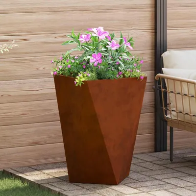 Image de Maison Exclusive - Bac à plantes rouillé 50 x 50 x 75 cm Acier résistant aux intempéries