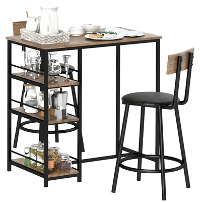 Immagine prodotto di Set HOMCOM composto da tavolo da bar e sgabelli, set da bar con tavolo da cucina, 2 sgabelli da bar