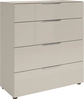 Produktbild von Schubkastenkommode TREND 10 kaschmir, Front und Oberboden aus Glas, Metallgriffe, 90 cm breit