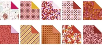 Produktbild von Desinpapier Faltblätter 'Ruby' 100g/qm 10x10cm VE=50 Blatt sortiert 10 Designs