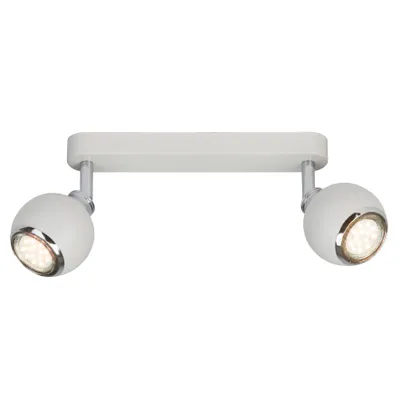Produktbild von BRILLIANT LED Spotbalken Ina | schlichte Deckenleuchte | 2-flammig | Metall | weiß/chrom | Kopf schwenkbar | 2x GU10 max 20 W
