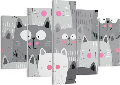 Produktbild von Bild auf Leinwand - Leinwandbild - Kittys Tiere Illustration - 150x100cm - Wand Bild - Wanddeko - Leinwanddruck - Bilder - Kunstdruck - Wanddekoration - Leinwand bilder - Wandkunst - EA150x100-2890