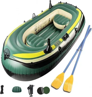 Imagen del producto de Botes para adultos con remo, bote inflable para 3 personas con bomba, kayak de plástico, bote de remos inflable, bote inflable