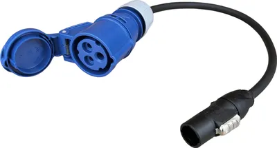 Produktbild von NWP Netzkabel 0,5m powerCON TRUE1 TOP Stecker NAC3MX-W-TOP auf 3-Pol CEE Kupplung 16A H07RN-F 3G1,5