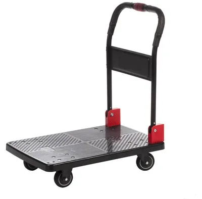 Produktbild von Plattformwagen aus Kunststoff mit klappbarem Schiebebügel, Tragfähigkeit 330 kg Schwarz x x - Schwarz - Polypropylene (PP) - In - & Outdoor - Nutzung - JOI - 020