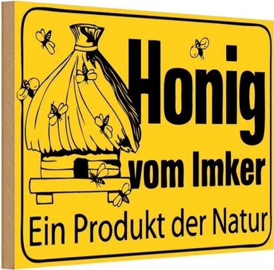 Produktbild von vianmo Holzschild 12x18 cm honig vom Imker Naturprodukt Hofladen Marktstand Laden