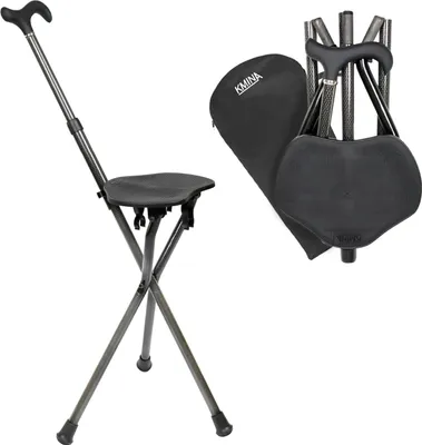 Produktbild von Wanderstock mit Klappbarem Sitz - Kohlenstofffaser - Höhenverstellbar - für Senioren - Gehstöcke mit Stuhl