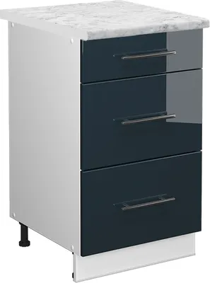 Produktbild von Küchenunterschrank Vicco Fame-Line Dunkelblau Hochglanz 50 cm , AP Marmor, Model 49713