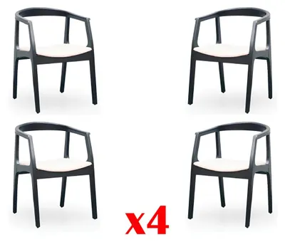 Produktbild von Set 4x Sessel Stuhl Design Holz Textil Polster Stühle Gastro Esszimmer Stoff Neu
