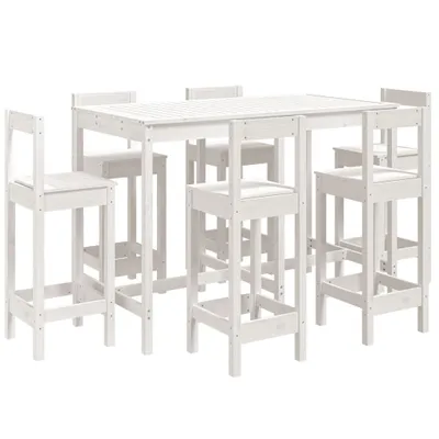 Produktbild von 7-tlg. Gartenbar-Set Weiß Massivholz Kiefer