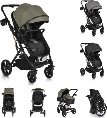 Produktbild von Moni Kombikinderwagen Rafaello 2 in 1, umbaubar, Sportsitz, Fußabdeckung, Tasche grün