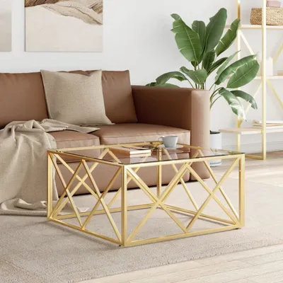 Produktbild von The Living Store Couchtisch 80x80x40 cm Edelstahl und Glas