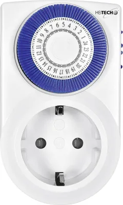 Immagine prodotto di Mini timer Heitech con blocco bambini, timer, meccanico fino a max. 16 A e 3500 W - 48 segmenti di commutazione