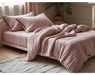 Produktbild von Bettwäsche aus Musselin, Violett-Rosa, 140x200 cm, 70x90 cm