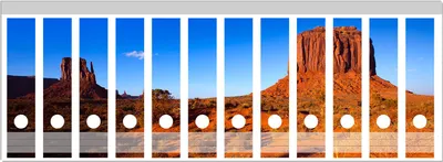 Produktbild von Wallario Ordnerrücken Sticker, selbstklebend für breite Ordner, 12 Stück, Motiv Monument Valley am Abend I