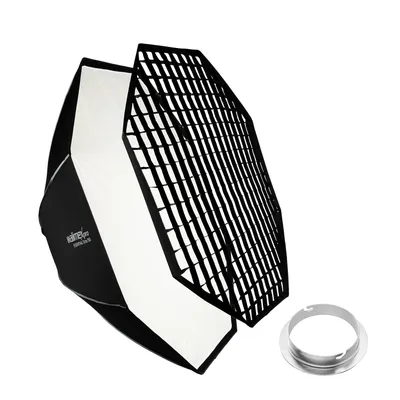 Immagine prodotto di Walimex pro Essential Softbox Octagon 150cm + adattatore softbox per Elinchrom (diametro esterno: 15,2 cm), ruotabile a 360°, facile da montare, incluso griglia, adattatore Bowens e borsa di trasporto