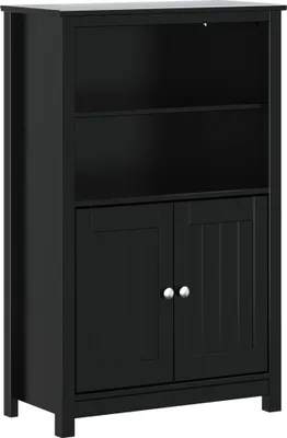 Produktbild von vidaXL Badschrank BERG Schwarz 69,5x34x110 cm Massivholz Kiefer