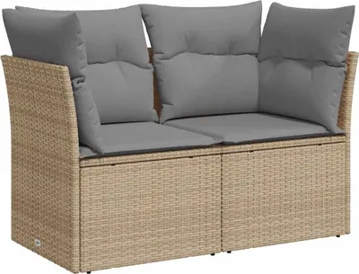 Productafbeelding van vidaXL Tuinbank met kussens, 2-zits, beige, van polyrotan
