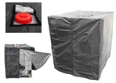 Produktbild von IBC Tank Abdeckung 1000L 420D Oxford Stoff UV-Schutz Schwarz 120x100x116cm