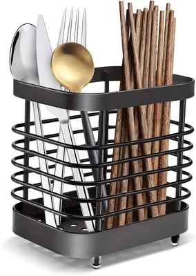 Produktbild von Unyqoos® Edelstahl Besteckhalter mit Belüftung & Abtropffunktion – Küchenorganizer für Messer, Gabeln, Löffel und Kochutensilien