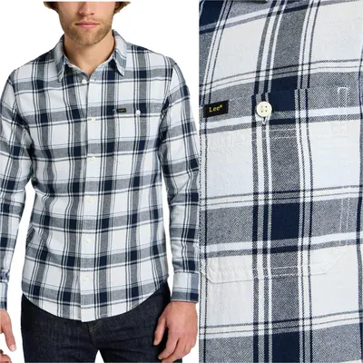 Produktbild von Lee Leesure Shirt Wolkenblaues kariertes Flanellhemd aus Baumwolle, Größe M