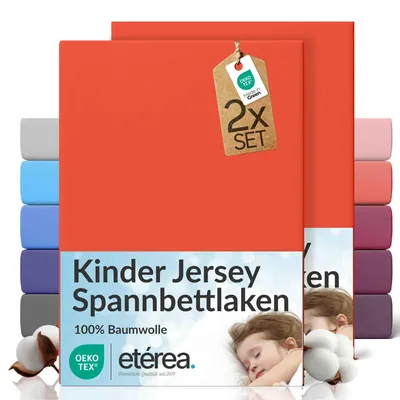Produktbild von 2er Set Jersey Spannbettlaken 80x160cm - 80x180cm - 100% BAUMWOLLE - Bettlaken Spannbetttuch 80x160cm - 80x180cm - Terra