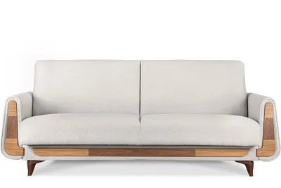 Obrázek produktu pro Pohovka Konsimo pro 3 osoby s funkcí rozkladu na spaní s područkami "GUSTAVO", bílá, látka/pěna, moderní, 230x98x98 cm