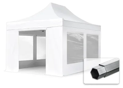 Image de TOOLPORT 3x4,5 m Tonnelle pliante Acier, PVC 800, côtés panoramiques, blanc