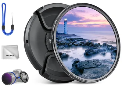 Produktbild von NEEWER 72mm ND2-32 (1-5 Stops) Variabler ND Filter Graufilter mit Objektivdeckel Reinigungstuch, Präzise Einstellung der traldichte, mehrfach beschichtetes optisches Glas, Kamera Fotografie Zubehör