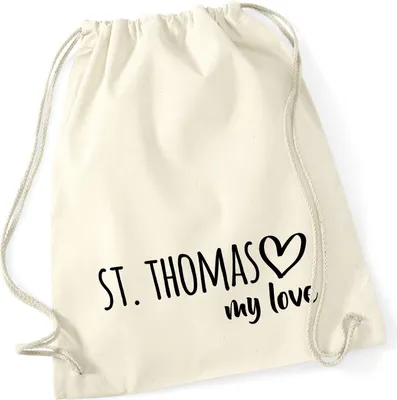 Produktbild von Huuraa Turnbeutel St. Thomas my love 12 Liter Natural Baumwolle Rucksack Geschenkidee