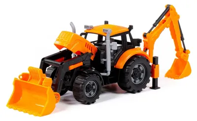Produktbild von Traktor Spielzeug Cavallino mit Lader und Bagger gelb Maßstab 1:32