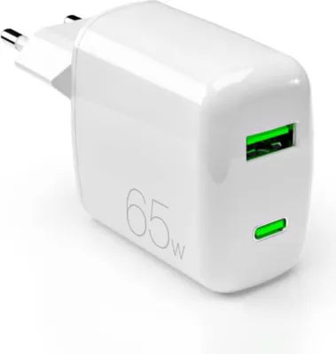 Immagine prodotto di Caricatore di rete Puro 65W Gan Usb-A Usb-C - Bianco