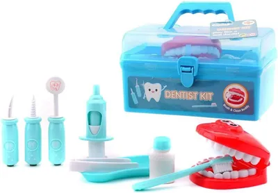 Obrázok produktu pre JohnToy 27596 Zubárska hracia súprava v kufríku 9 kusov, modrá