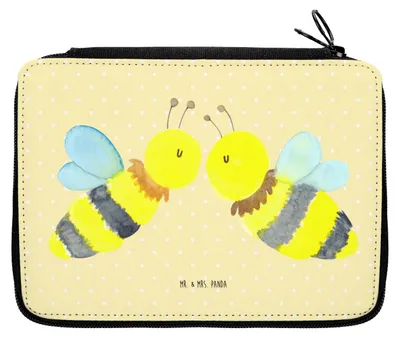 Produktbild von Mr. & Mrs. Panda Schlampermäppchen Biene Liebe - Gelb Pastell - Geschenk, Etui, Federmäppchen, reiseetui, Federtasche, Mäppchen