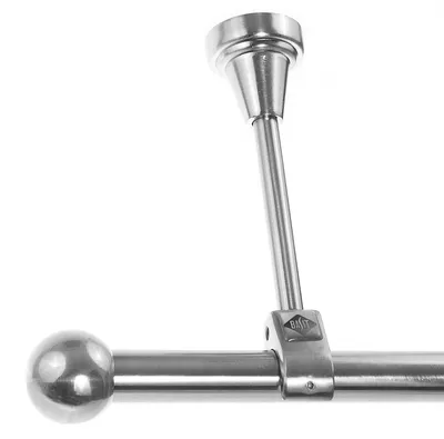 Produktbild von Edelstahl Look Gardinenstange 20mm Deckenträger 1-läufig Kugel, Länge wählbar D51 E33 R