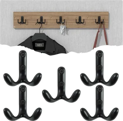 Produktbild von Malmo Wandhaken, mit 2 Haken, Schwarz 5 Stück