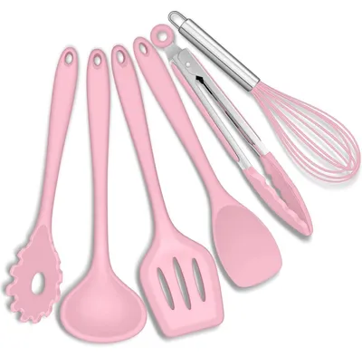Produktbild von Küchenutensilien Set 6 Stück Silikon Rosa Antihaft Hitzebeständig Spülmaschinenfest