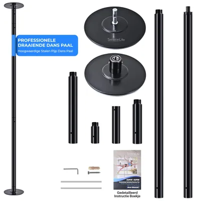 Zdjęcie produktu dla Drążek do tańca na rurze – drążek do tańca – drążek fitness – drążek gimnastyczny – drążek treningowy – czarny – regulowana wysokość 203-274 cm