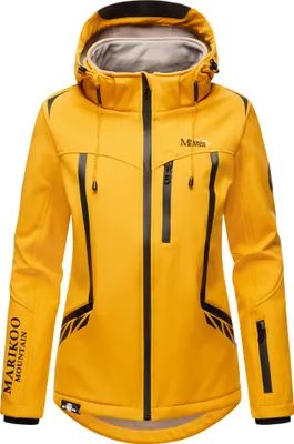 Produktbild von Marikoo Damen Softshell Jacke Outdoor Übergangs Funktions Regenjacke mit Kapuze MOUNT-CHO-OYU Amber Gelb Gr. 44 - XXL