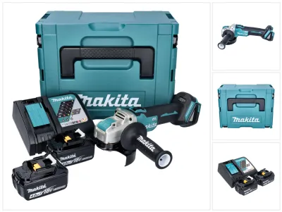 Image de Makita DGA 521 RMX1J meuleuse d'angle sans fil 18 V 125 mm X-LOCK Brushless + 2x batterie 4.0 Ah + chargeur + Makpac