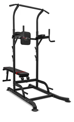 Image de Station de musculation multifonction Power Tower équipée d'un banc réglable pour la traction, la flexion et les abdominaux