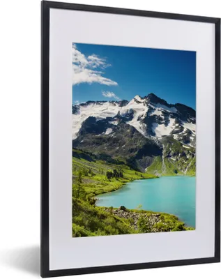 Produktbild von MuchoWow® Gerahmtes Poster Schnee - Berg - Wasser 30x40 cm - Poster mit Schwarzem Bilderrahmen Wandposter Rahmen Foto Bilder - Wandposter Schlafzimmer