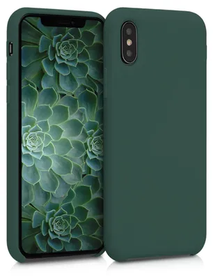 Produktbild von kwmobile Handyhülle für Apple iPhone XS Hülle - Case Silikon - Kabelloses Laden - Schutzhülle Cover in Moosgrün