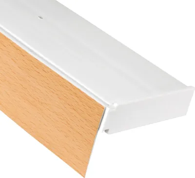 Produktbild von 1-Läufige Vorhangschiene mit Innenlauf aus Kunststoff in 90cm, Kunststoff Blende "BUCHE" Optik, Gardinenschiene