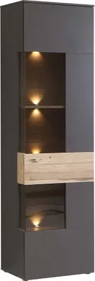 Produktbild von LATINA Standvitrine R inkl. Beleuchtung Planked Eiche Grau