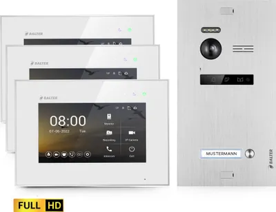 Produktbild von HD Video Türsprechanlage für 1 Familienhaus, 3x Monitore, Balter EVO HD
