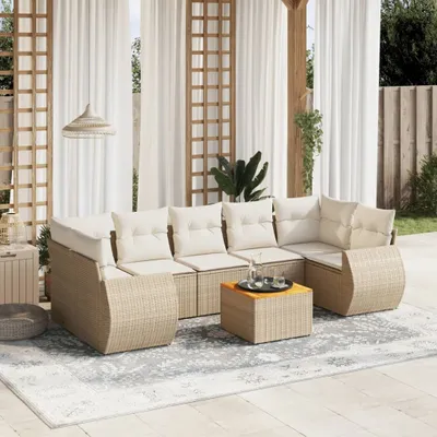 Produktbild von 8-tlg. Garten-Sofagarnitur mit Kissen Beige Poly Rattan 3257248