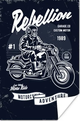 Produktbild von MuchoWow® Poster Motorrad - Skelett - Retro - Zitat 20x30 cm - Papierdruck