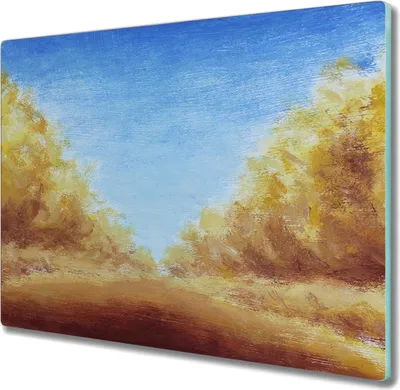 Produktbild von Coloray Hackbrett Kochplattenabdeckung Herdabdeckplatte 60x52 cm Schneidebrett Küchenbrett - Wald Herbsthimmel